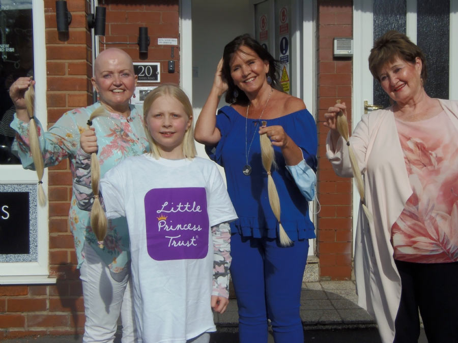 Angel, after her hair cut, with Linda, Maureen and Denise.