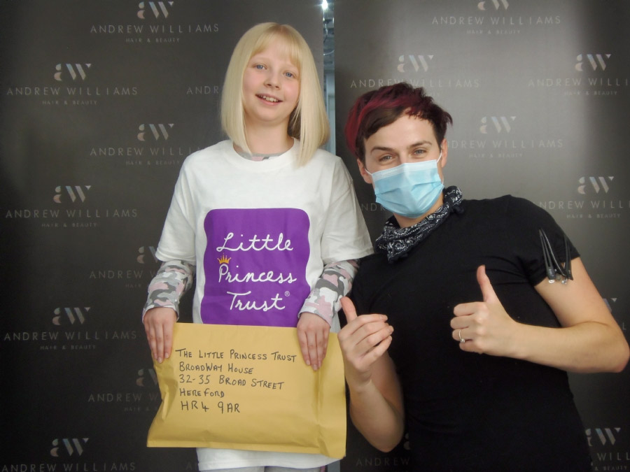 Angel Shackleton with hairdresser Andrew Williams in Blackpool.