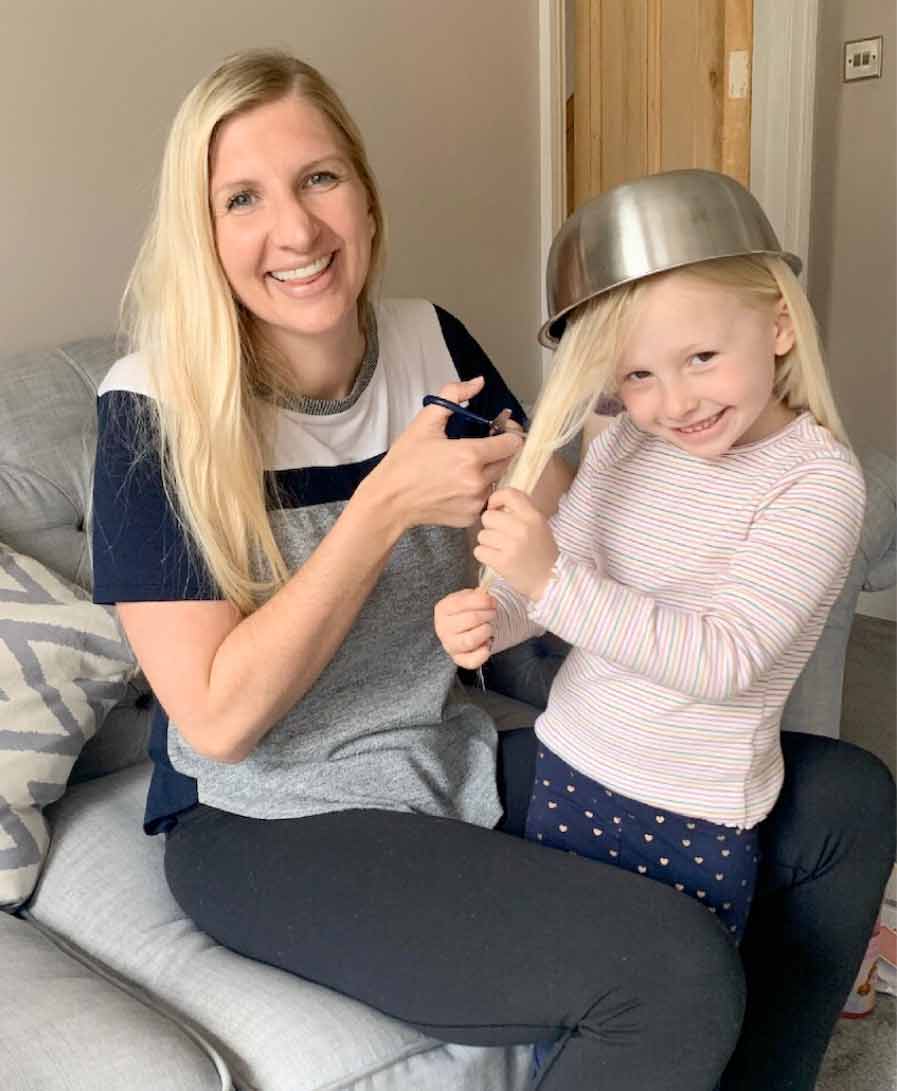 Becky Adlington's mini-me looks only too happy with her new hairdresser!