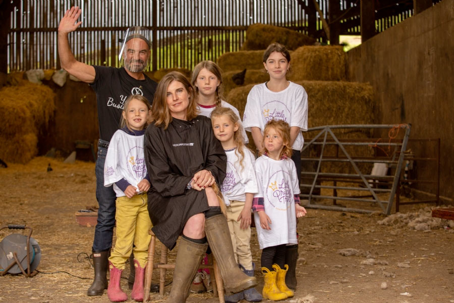   Amanda Owen was joined by her children Raven, Edith, Violet, Annas, Clemmy and Nancy in cutting their hair for The Little Princess Trust.  Photo: Roth Read Photography.