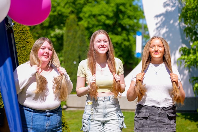 Three hair donors before they took part in the big chop!