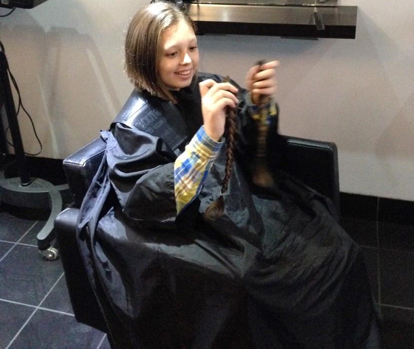 Katie was the first to donate her hair following her younger sister's diagnosis.