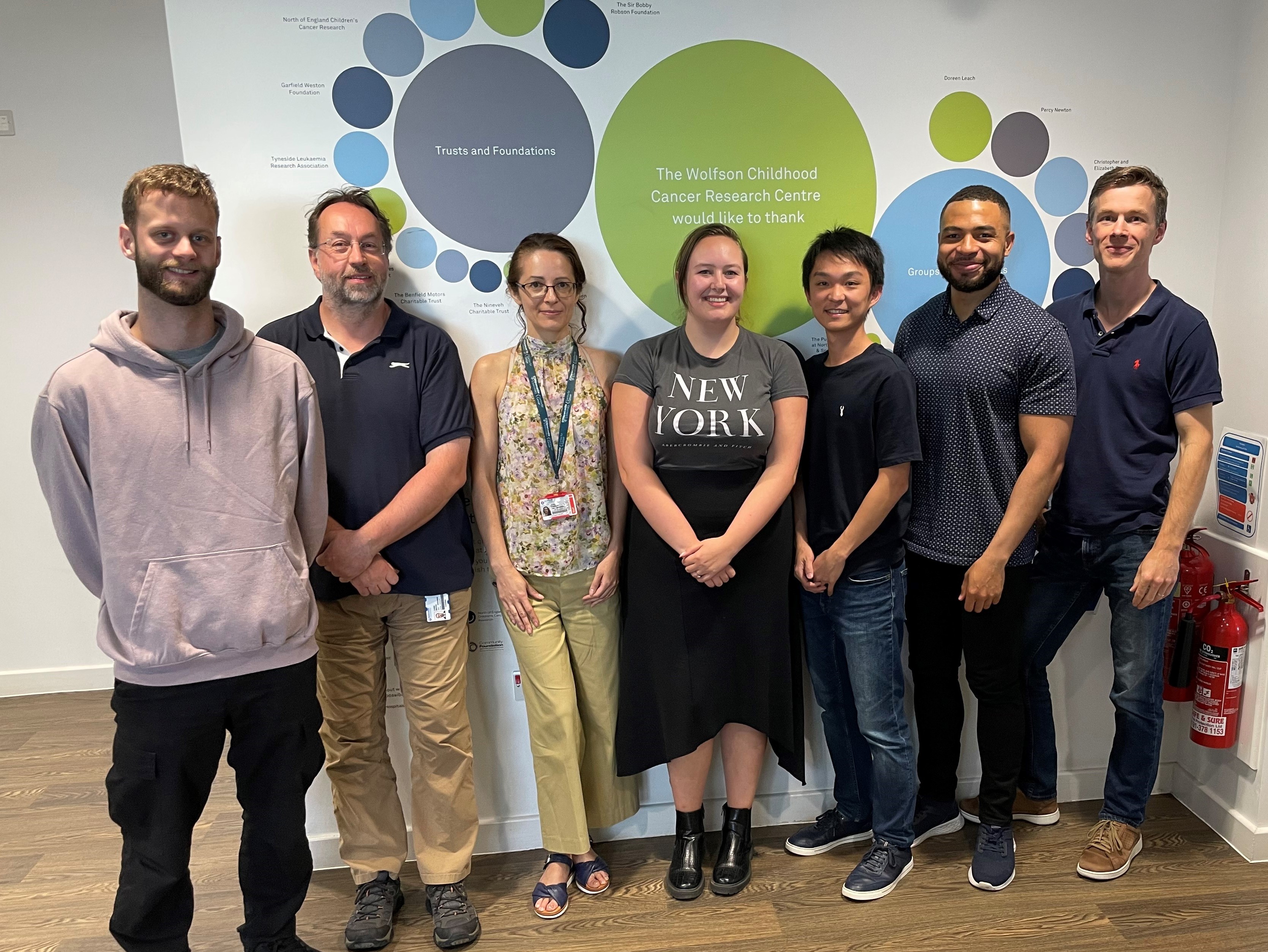 Dr Simon Bomken, far right, with his research team.