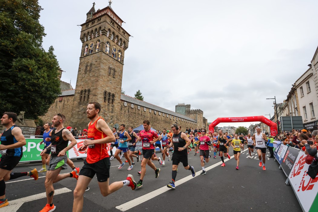 Runners pass some of the Welsh capital's most famous landmarks in the fantastic event.