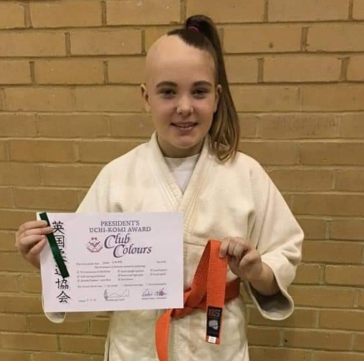 Grace continued to take part in judo while undergoing treatment.