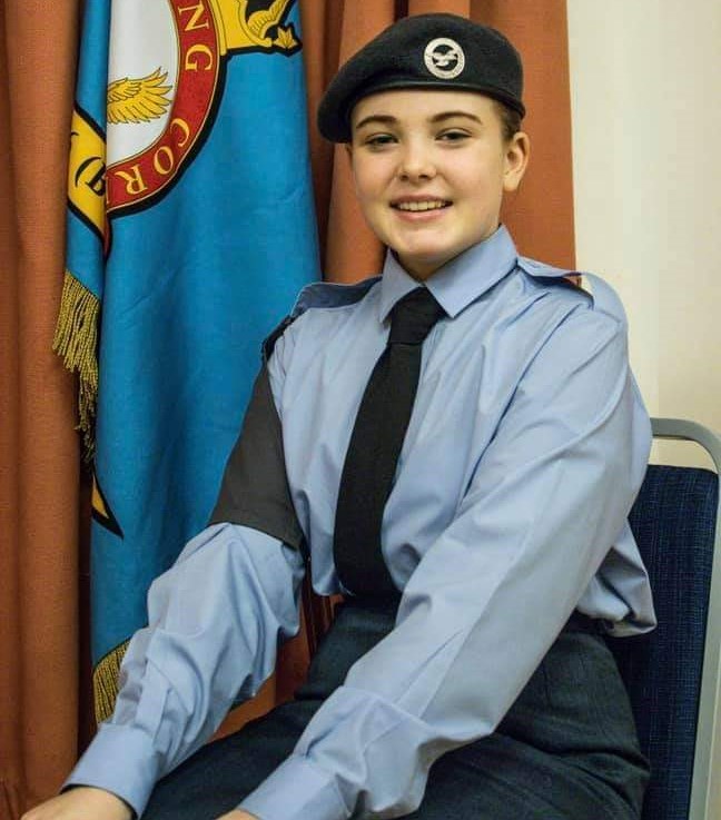 Grace joined the air cadets and would lead her colleagues out in the Remembrance Parade in 2019.