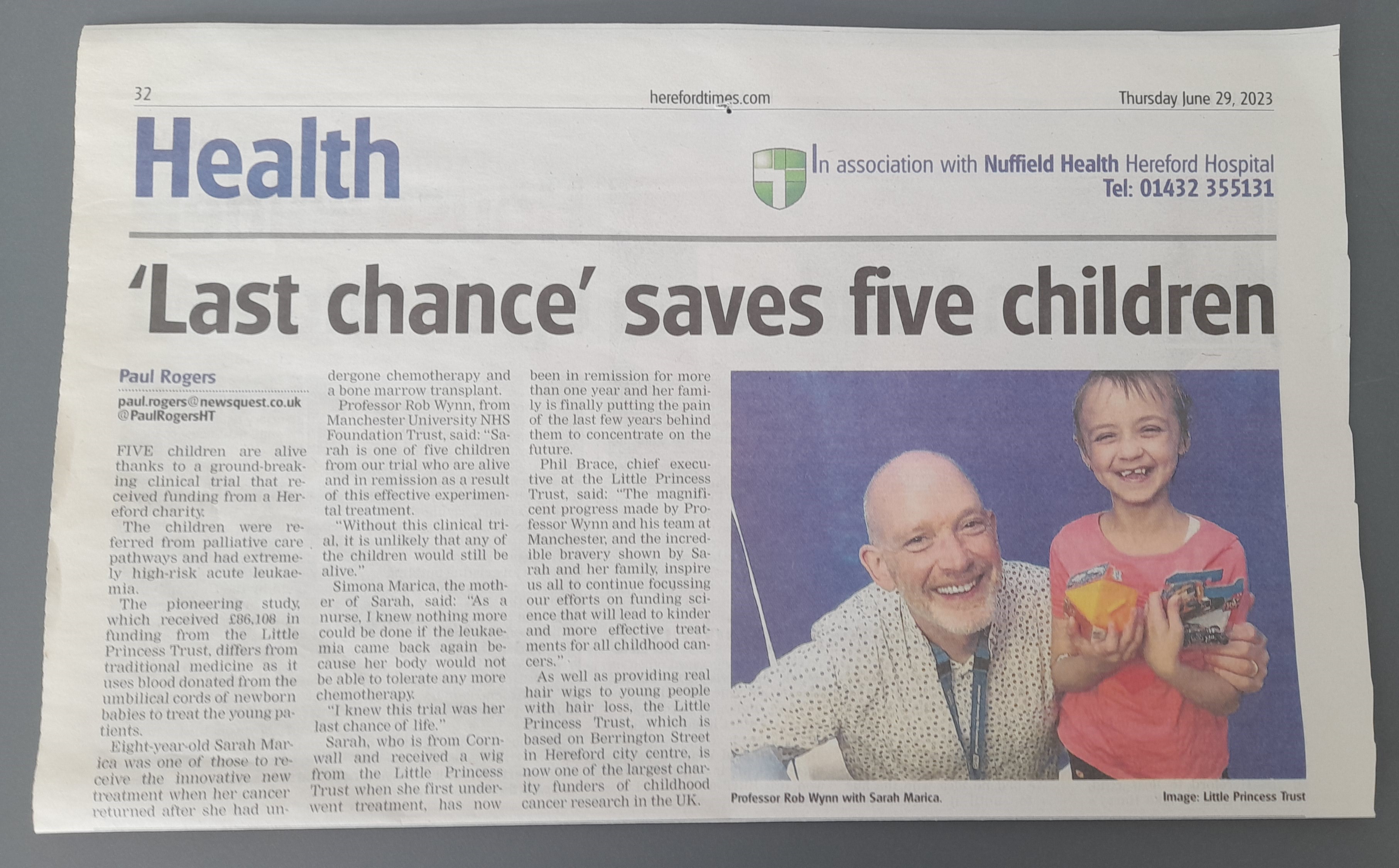 The Little Princess Trust's funding of childhood cancer research has made great results - and headlines.