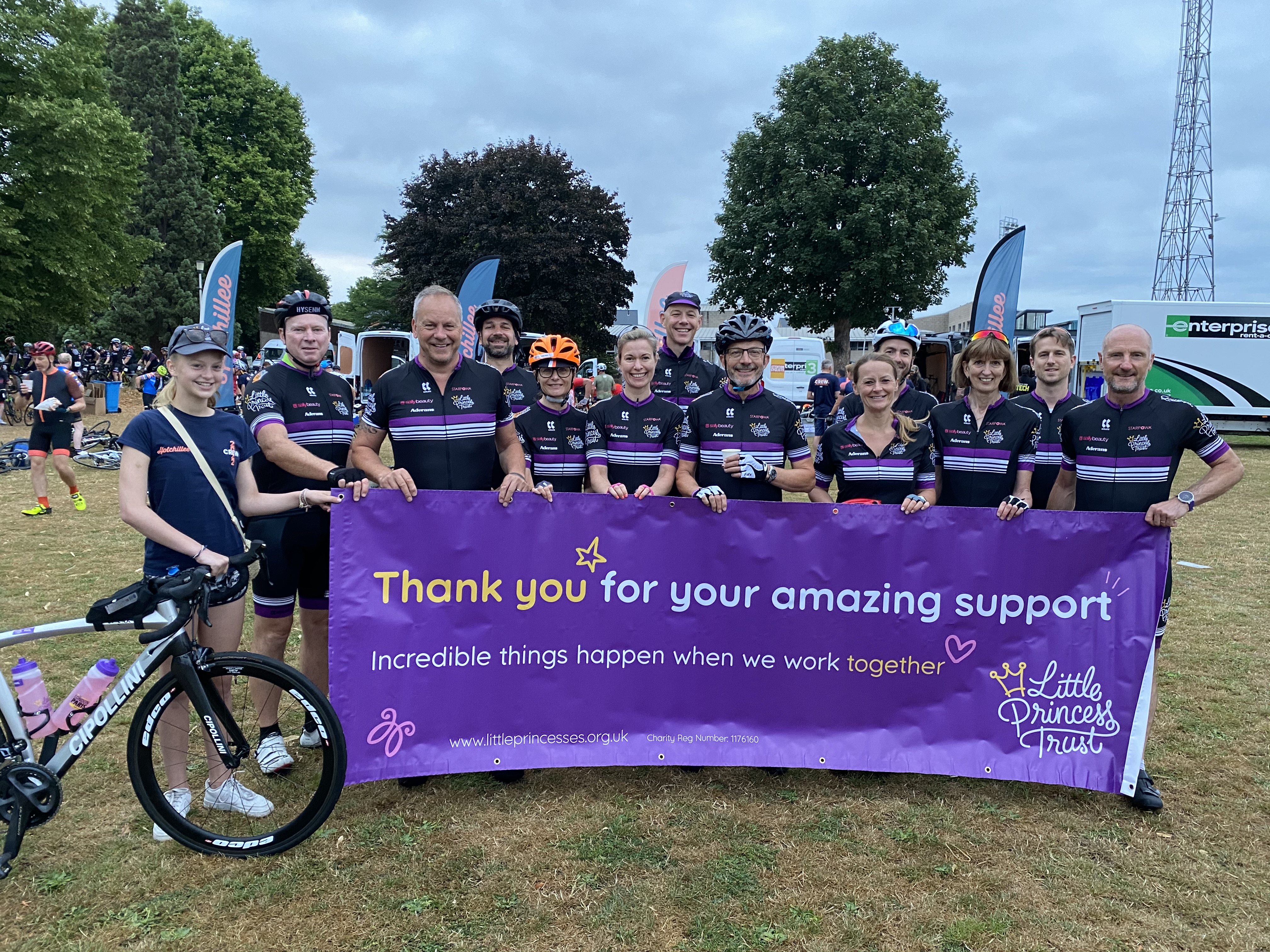 Professor Pam Kearns, third from right, joined our team of cyclists riding from London to Paris.