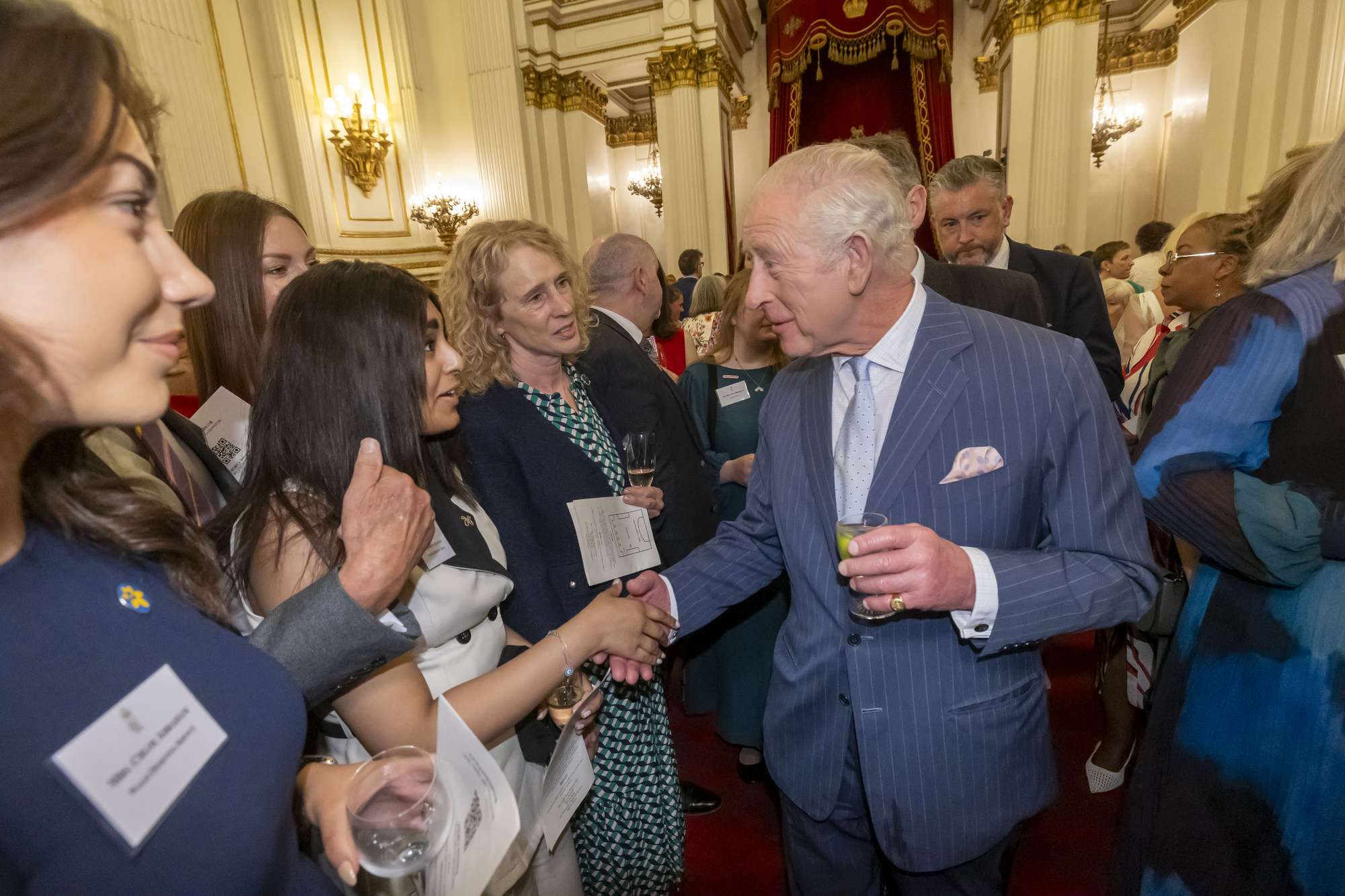 Little Princess Trust Ambassador Kiya Kanani meets King Charles. Photo: Ian Jones Photography.