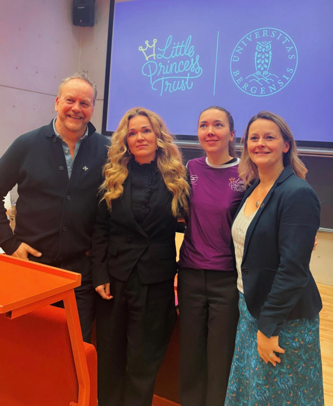 Pauline Hordvik (second right) with Phil Brace and (right) Wendy Tarplee-Morris at Bergen University.