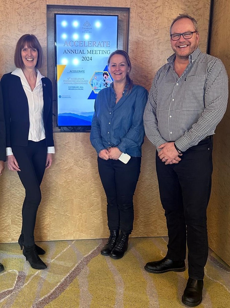 Professor Pam Kearns with Phil Brace and Wendy Tarplee-Morris at the Accelerate annual meeting this year.