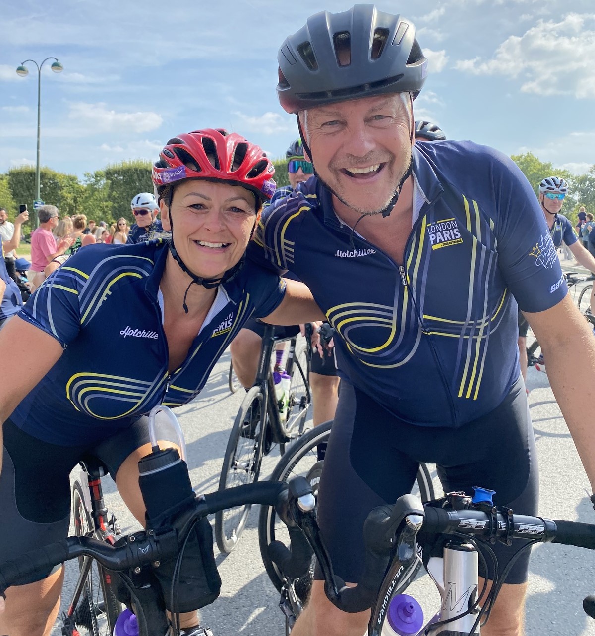 Phil Brace and Wendy Tarplee-Morris were among the team of Little Princess Trust riders who cycled from London to Paris.