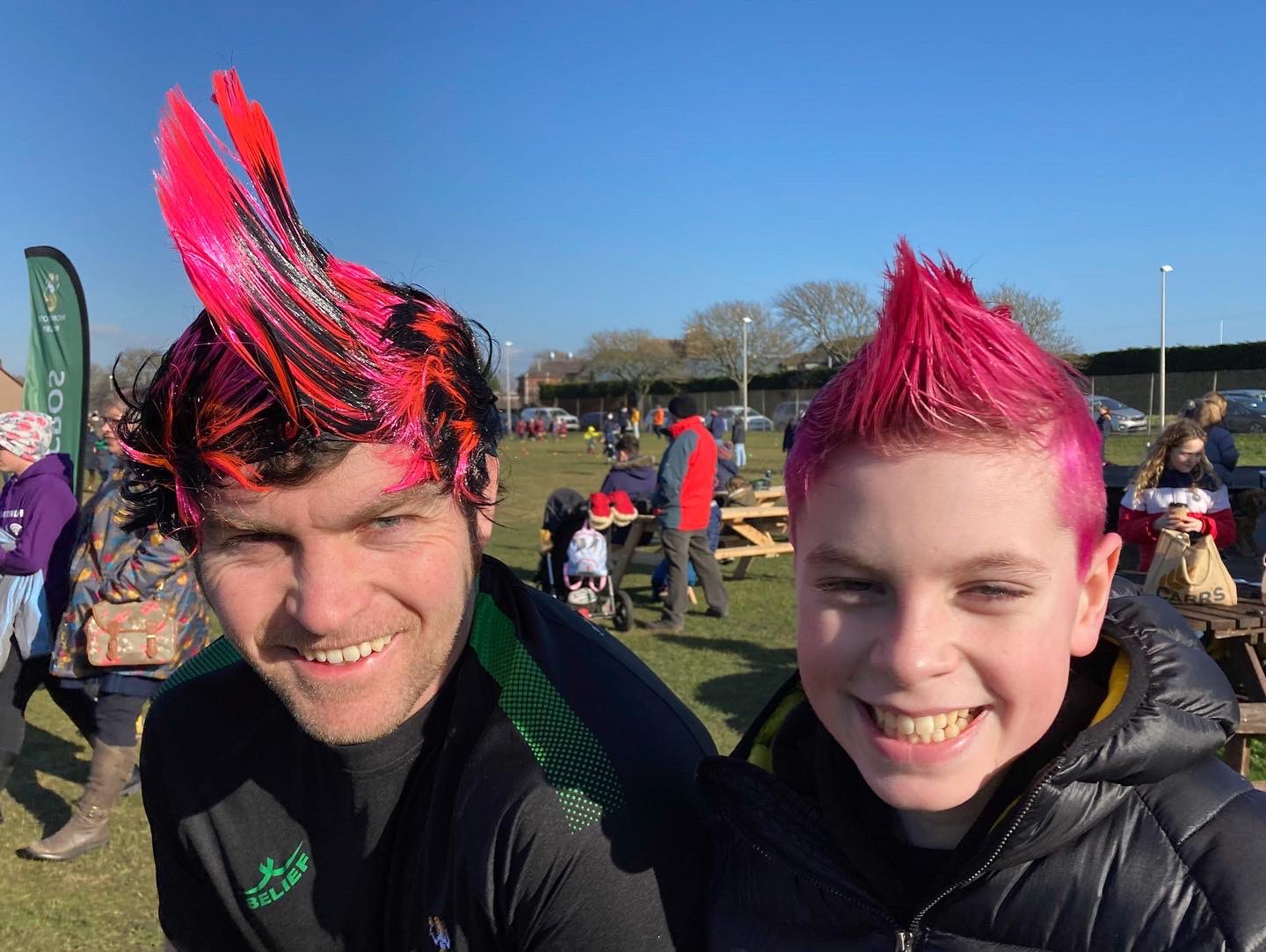 Luke McAuliffe (right) led the way with the pink day at Montrose RFC.