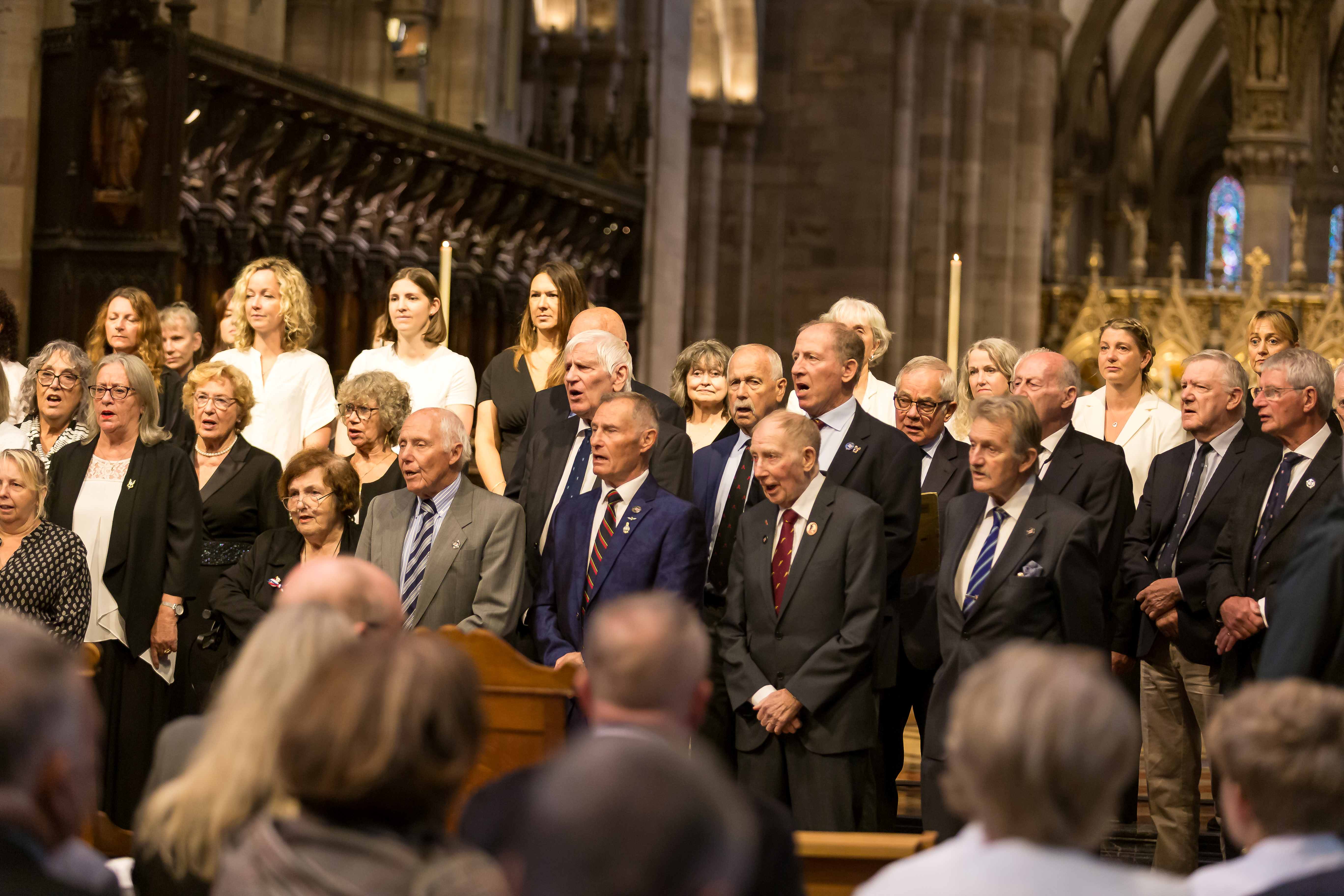 Hereford Veterans Military Choir were joined by members of Vocalise Choir at the service. Photo: Gabriella Karney.