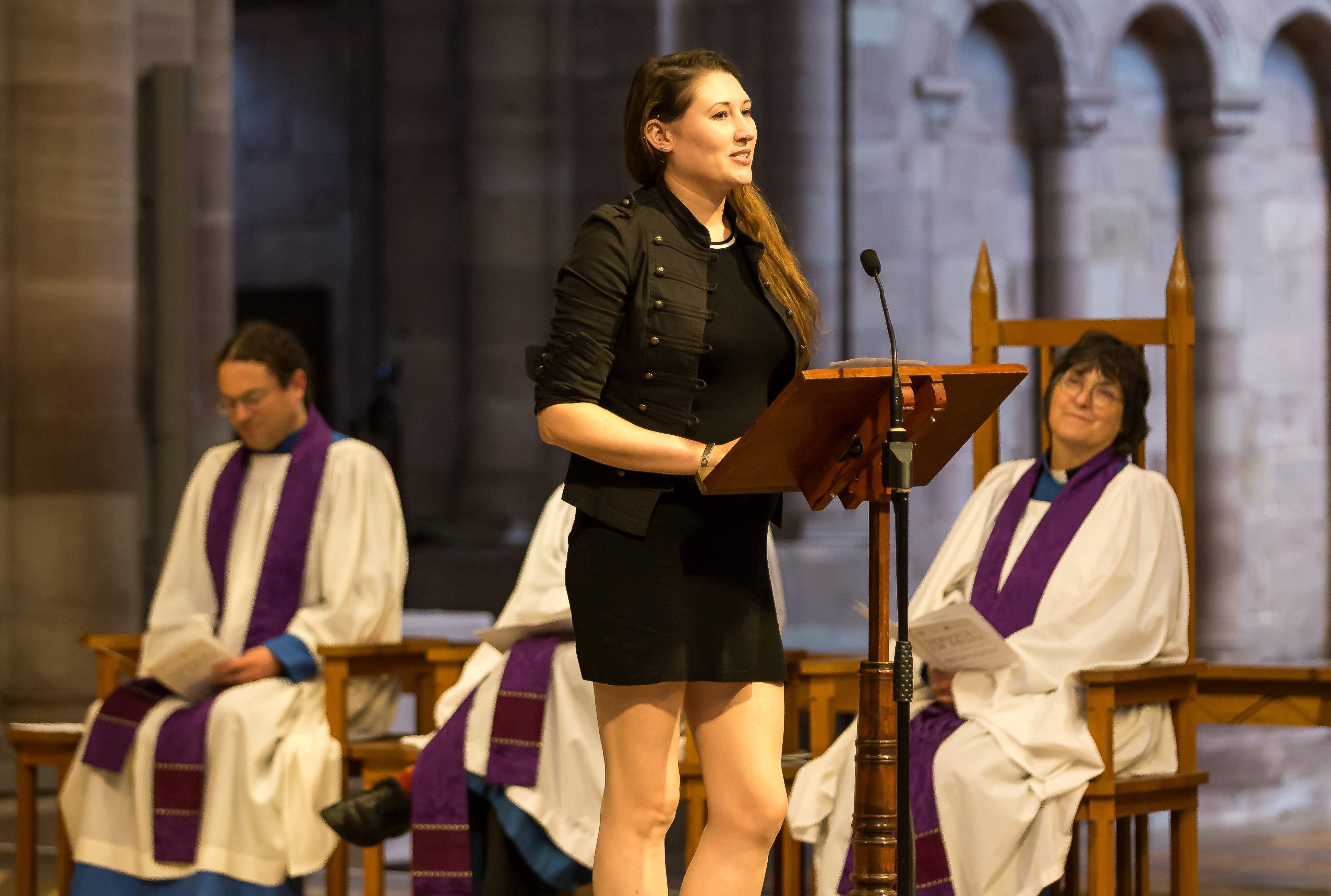 Dr Catherine Pointer gave an incredibly moving speech when she explained just how much a wig had helped her during her cancer treatment. Photo: Gabriella Karney.