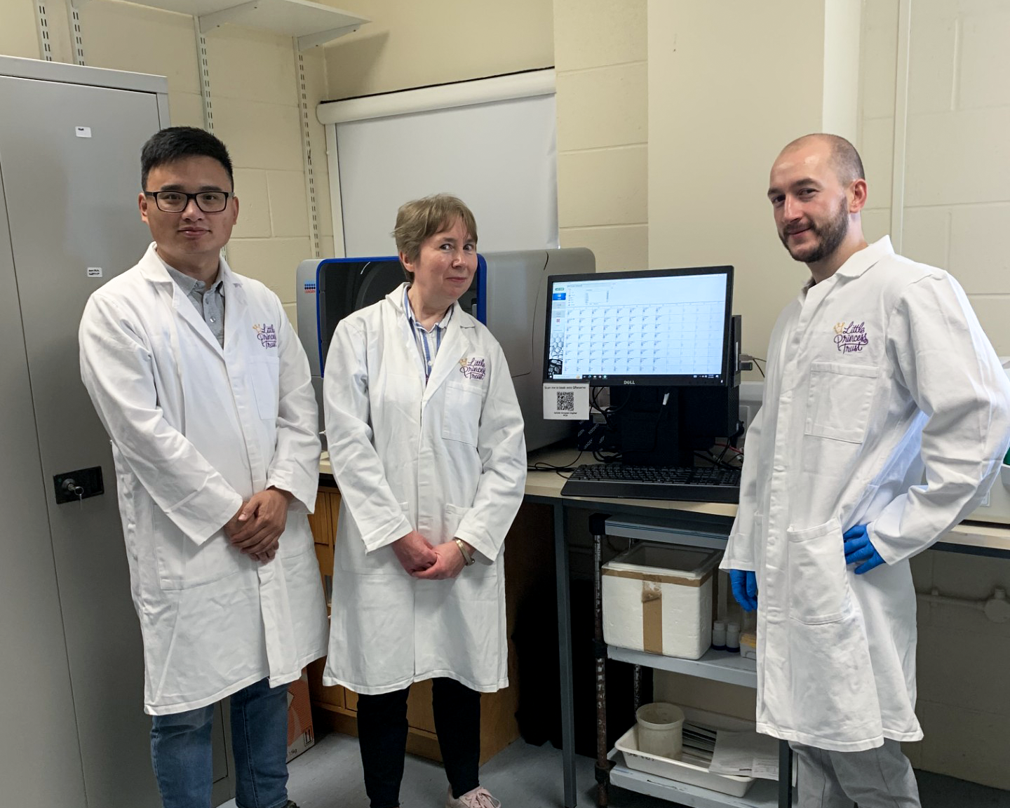 Dr Zeqian Gao, Dr Joan Boyes, and Dylan Casey (PhD student) in the lab
