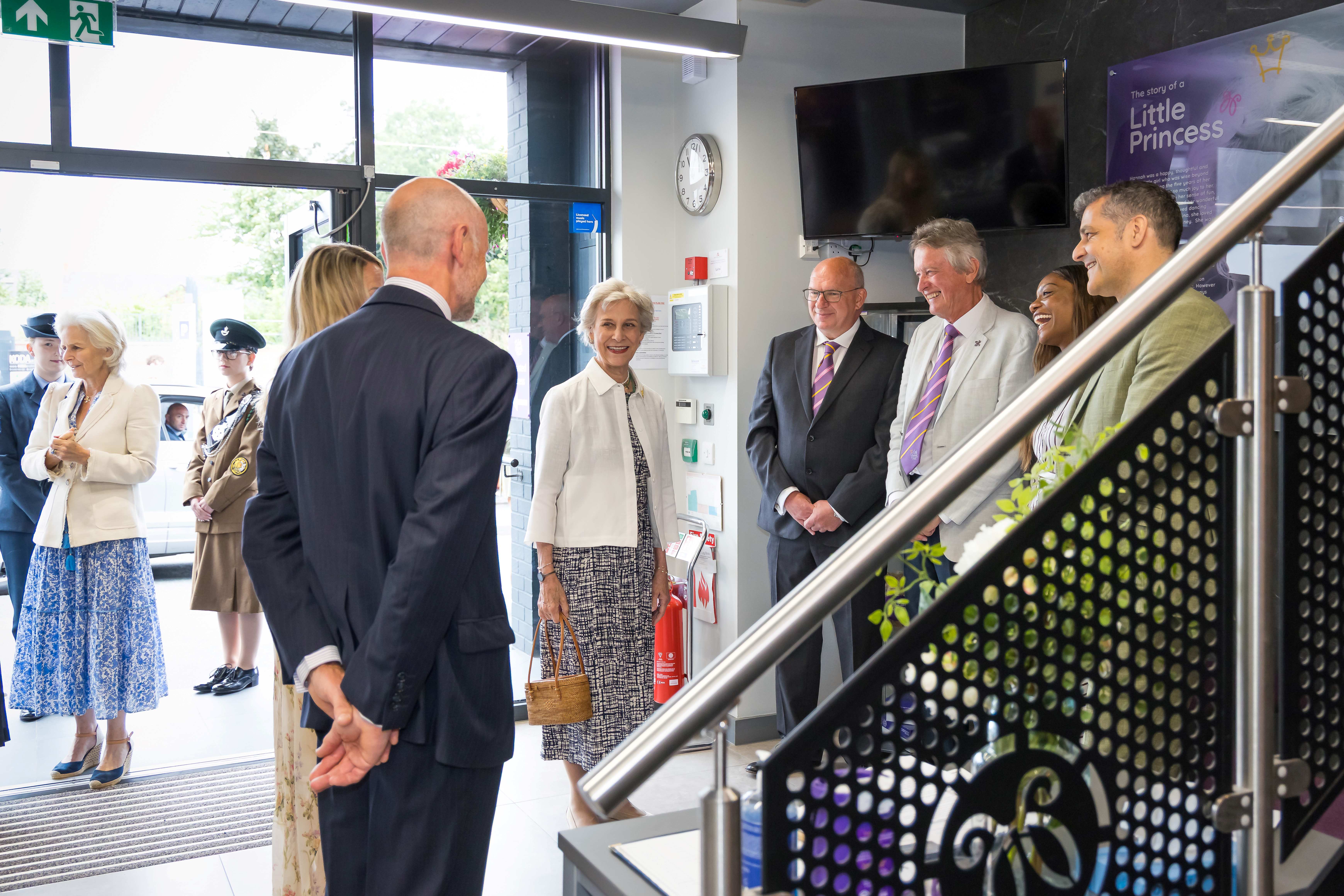 HRH The Duchess of Gloucester meets Trustees Tim Wheeler, Simon Tarplee, Tim Lowe, Caroline Shallow and Richard Wells. Photo: Gabriella Karney.